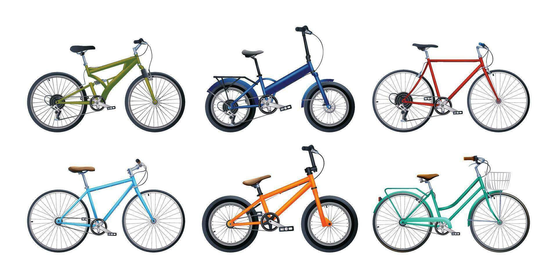 reeks van fietsen in divers soorten. vector illustratie
