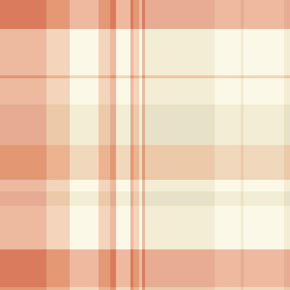 vel plaid vector naadloos, nostalgisch patroon structuur kleding stof. dag controleren Schotse ruit textiel achtergrond in licht en oranje kleuren.