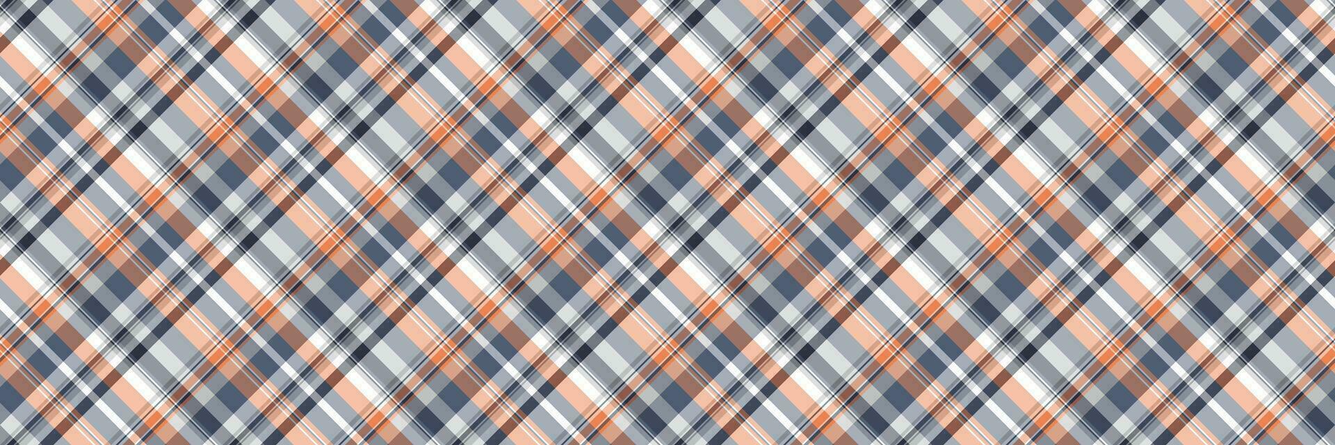 deken textiel kleding stof achtergrond, eindeloos naadloos structuur vector. netto Schotse ruit plaid controleren patroon in pastel en oranje kleuren. vector