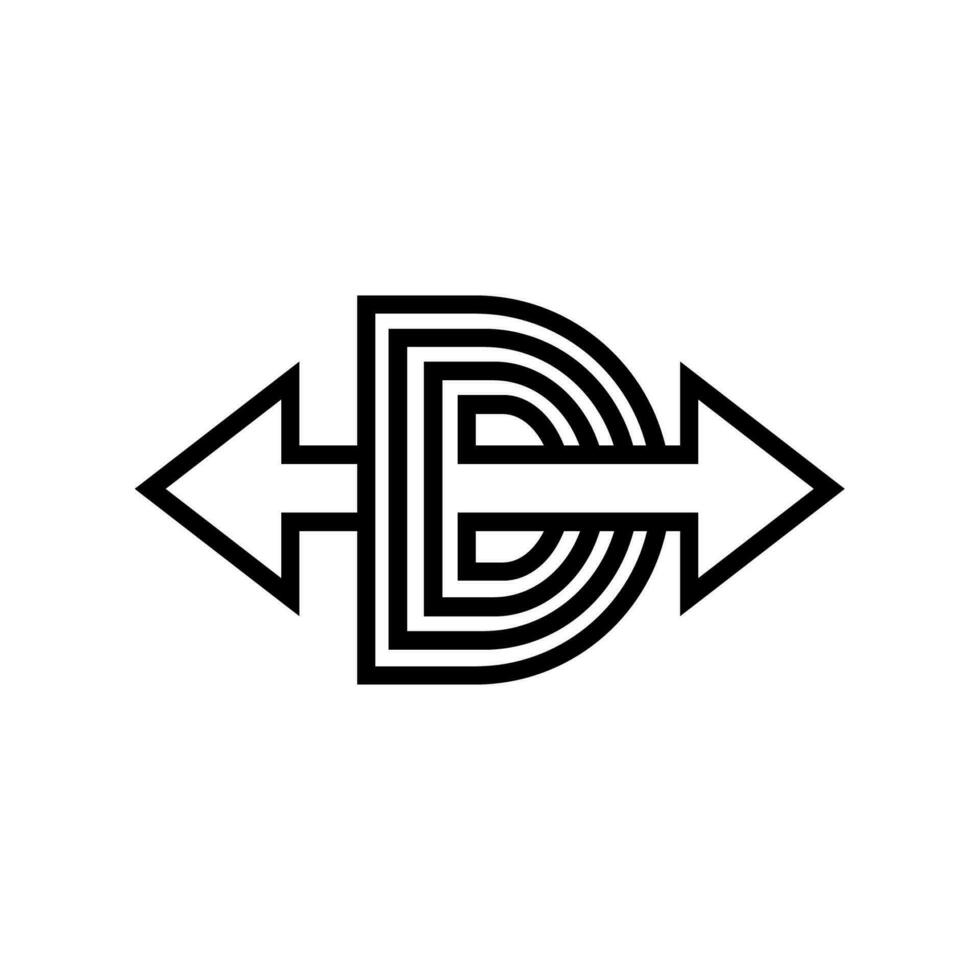 brief d en pijlen logo icoon ontwerp. geschikt voor sport- bedrijven en investering. vector