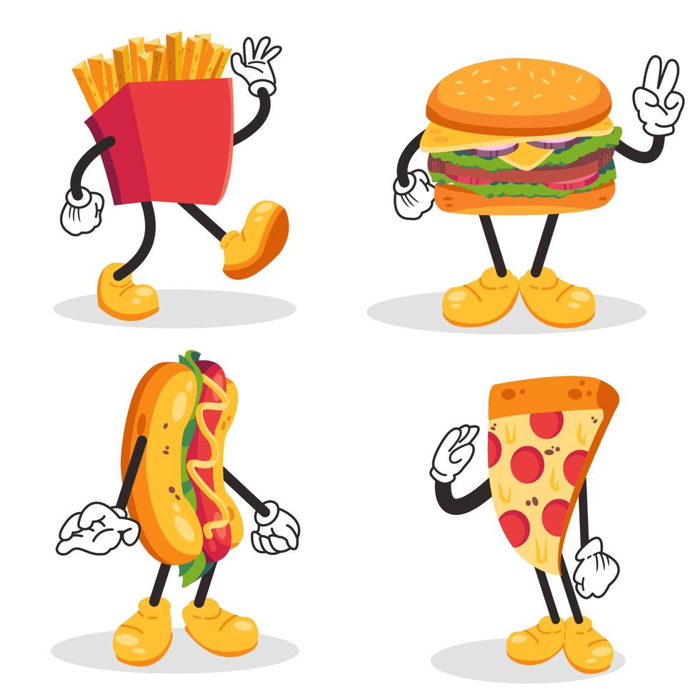 leuke en schattige fastfood-mascotte in cartoonstijl vector