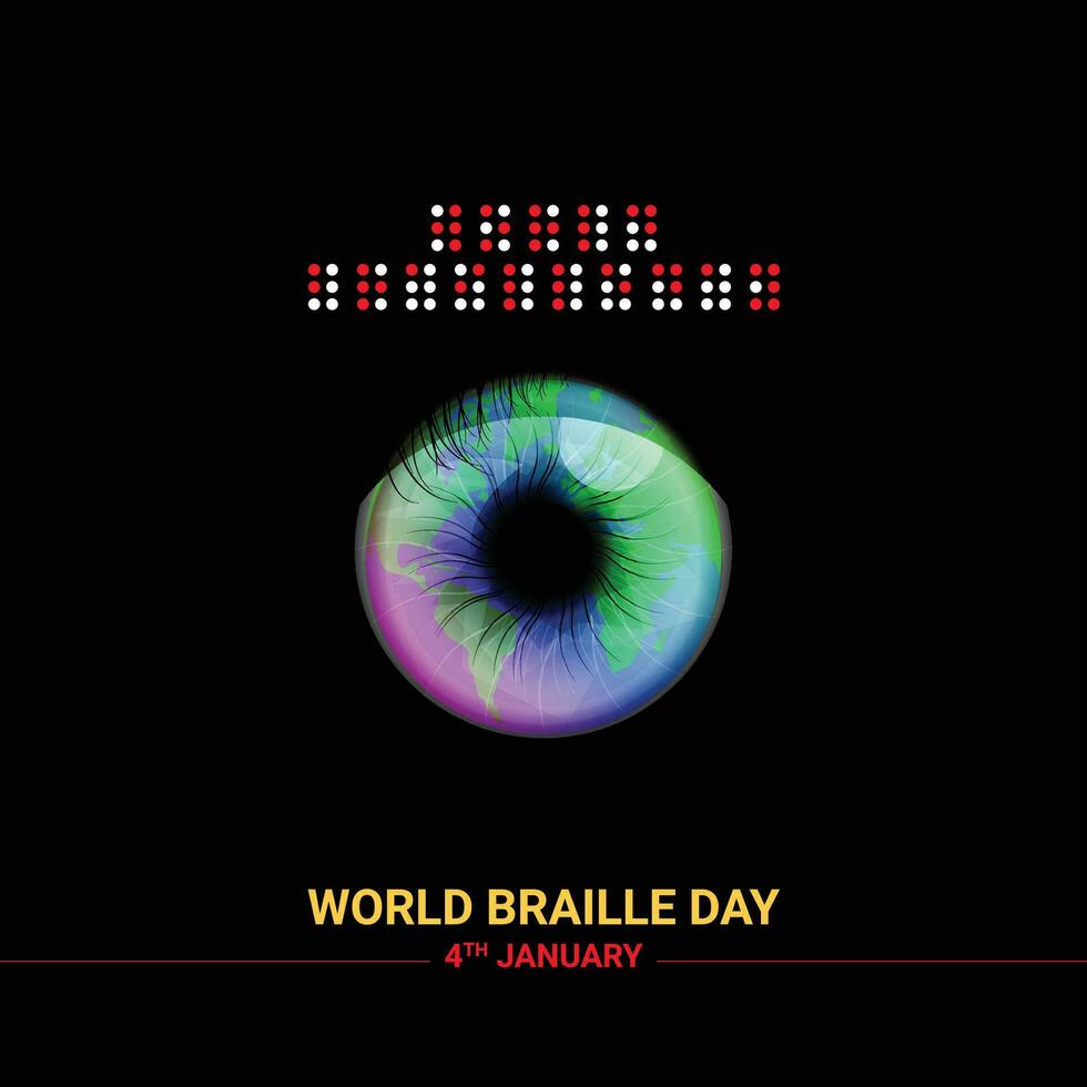 banier poster sociaal media ontwerp voor wereld braille dag Aan de 4e van januari met tekst door alfabet voor middelen van communicatie, Blind dag, wereld Blind dag, leerzaam dag, vector illustratie