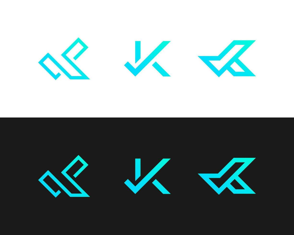 brief k monogram meetkundig vorm lijn technologie logo ontwerp. vector