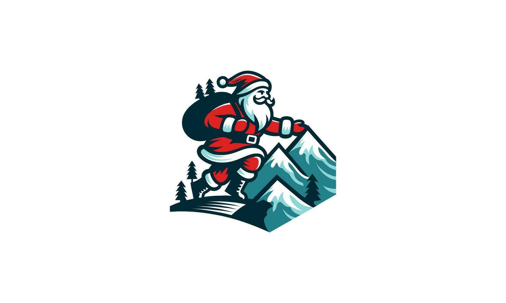 de kerstman Aan berg vector illustratie logo ontwerp