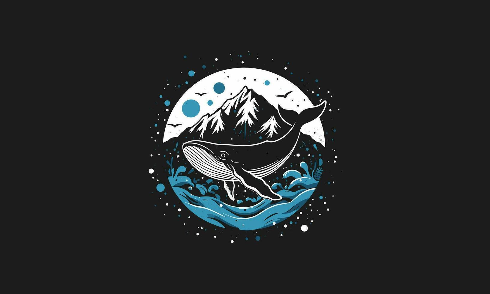 walvis en berg vector artwork ontwerp