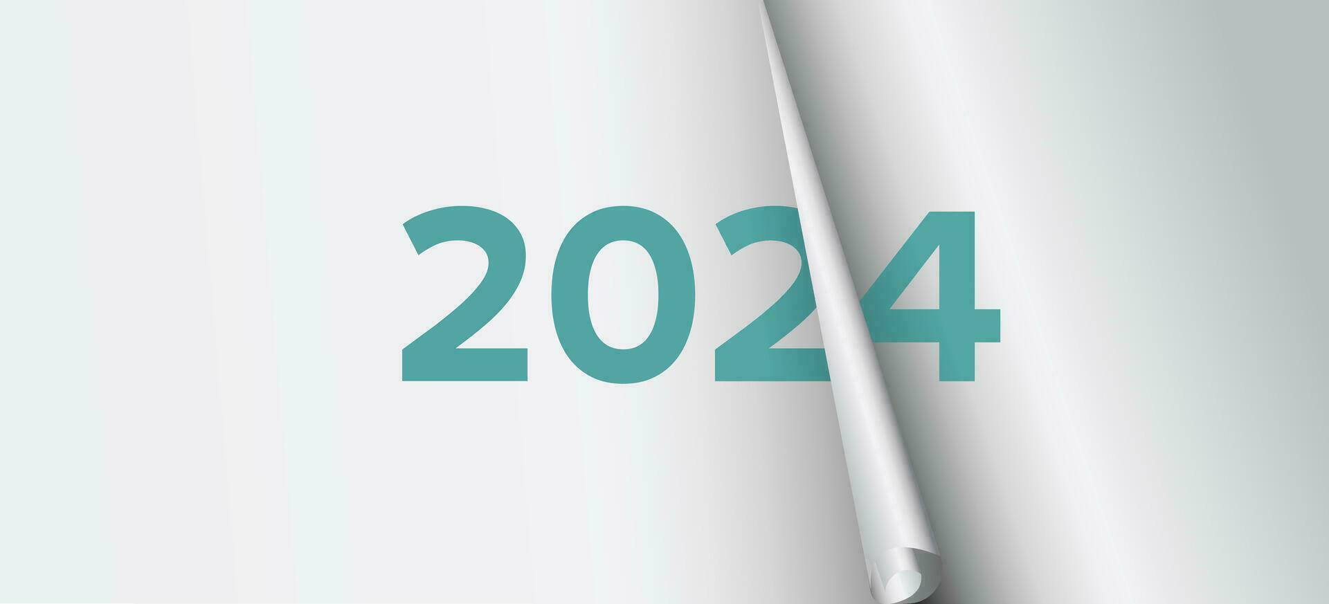 gelukkig nieuw jaar 2024 achtergrond papier omdraaien ontwerp vector
