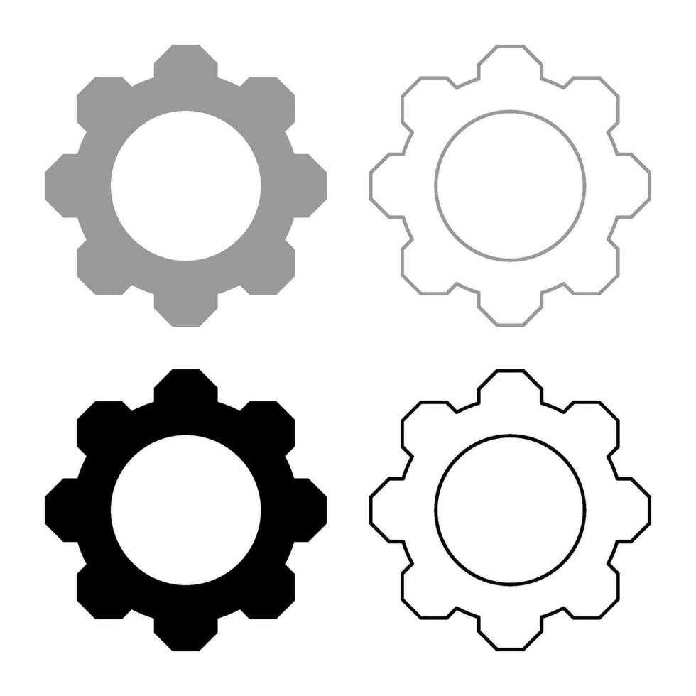 uitrusting tandrad reeks icoon grijs zwart kleur vector illustratie beeld solide vullen schets contour lijn dun vlak stijl