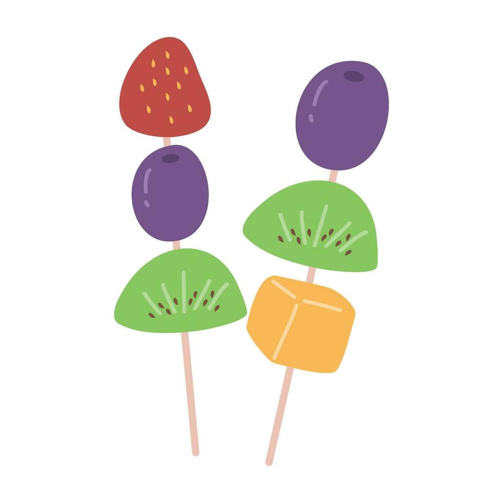 kleurrijk fruit brochette stokjes illustratie vector