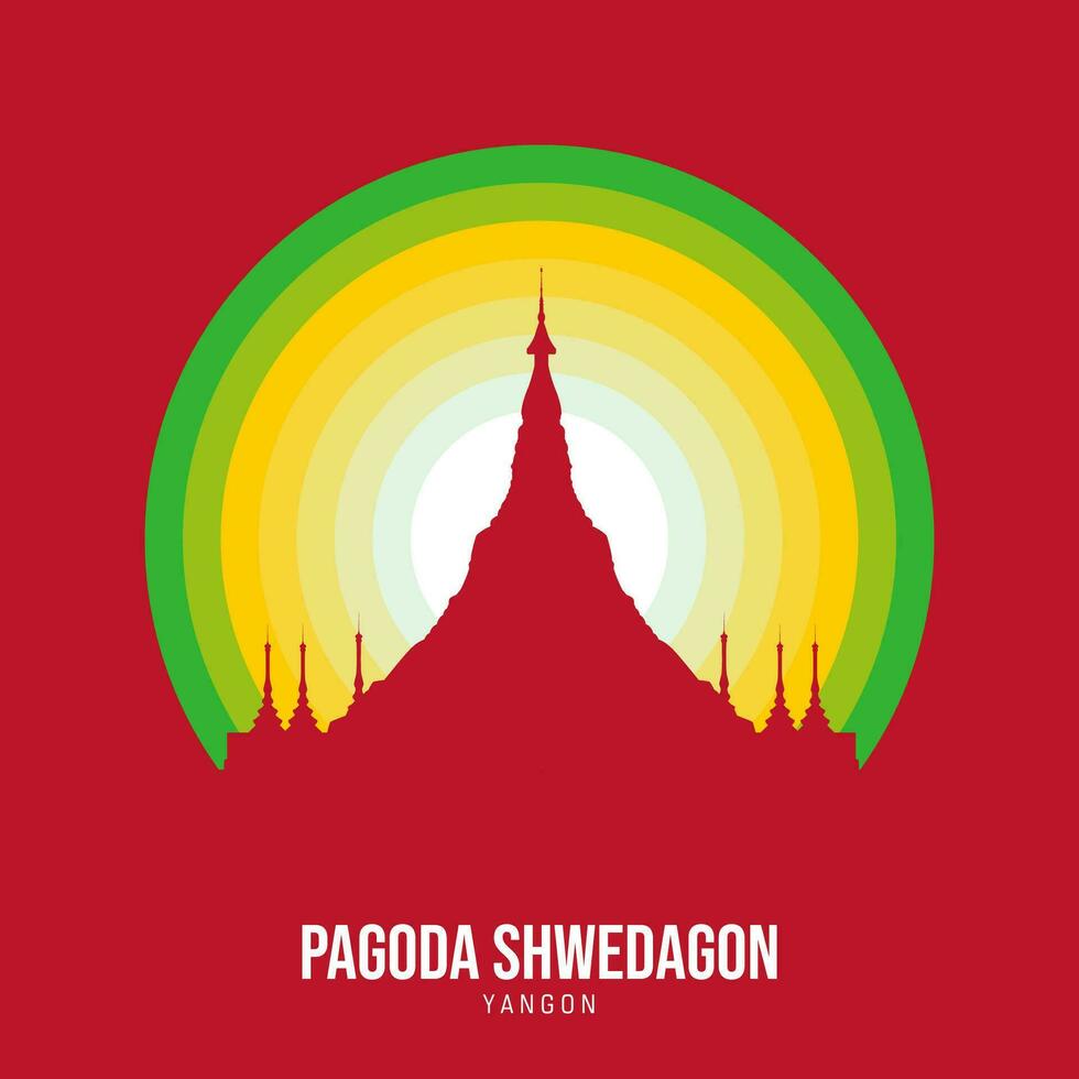 pagode swedagon van yangon logo. wereld beste architectuur illustratie. modern maanlicht symbool. vector eps 10
