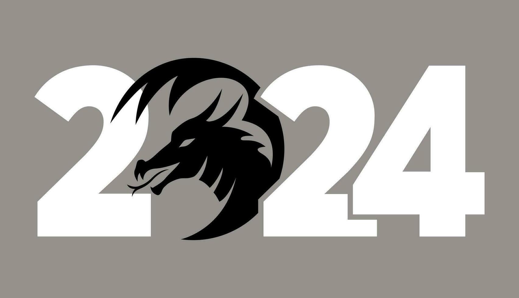 logo 2024 met de draak. icoon met de symbool van de jaar. gemakkelijk, modern, en beknopt ontwerp. zwart en wit kleuren. Chinese nieuw jaar. vector