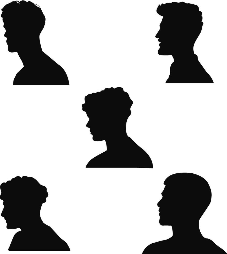 reeks van Mens hoofd silhouet. met vlak ontwerp. vector illustratie.
