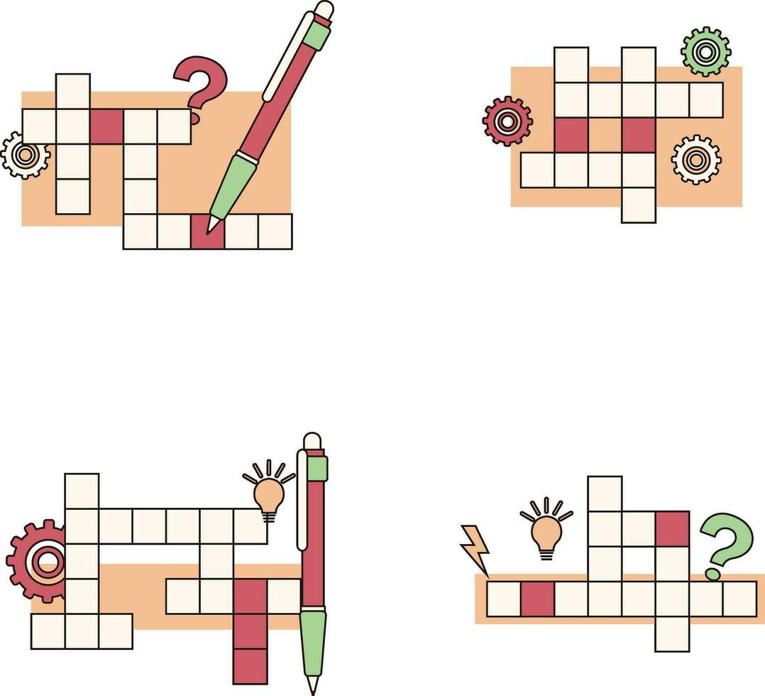 kruiswoordraadsel puzzel dag in verschillend ontwerp. geïsoleerd Aan wit achtergrond. vector illustratie set.