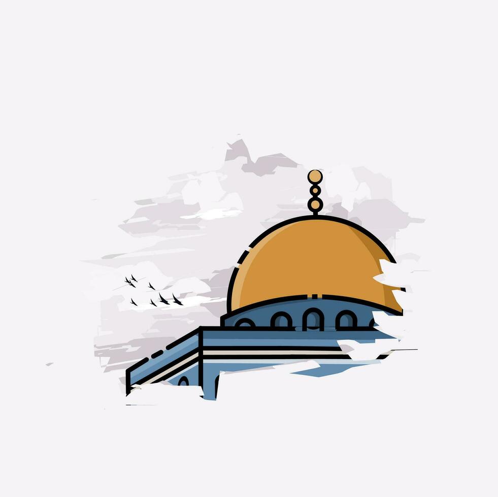 illustratie vector van al aqsa moskee in Jeruzalem perfect voor afdrukken, Palestina campagne, enz