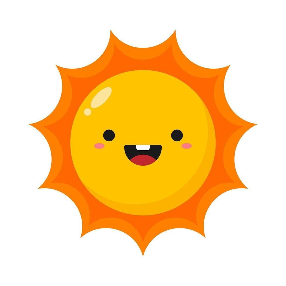 vlak illustratie van schattig zon tekenfilm Aan geïsoleerd achtergrond vector