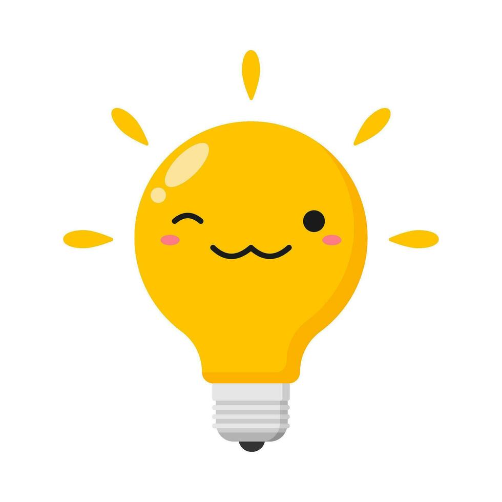 vlak illustratie van schattig licht lamp tekenfilm Aan geïsoleerd achtergrond vector