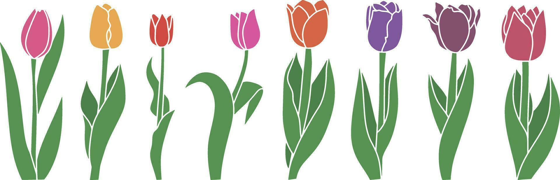 stencil tulp tekening bloem hand- getrokken kunst illustratie eps 10 vector