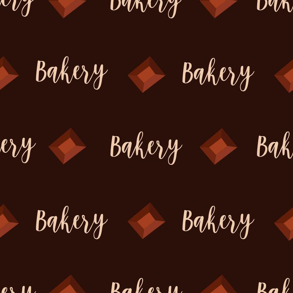 bakkerij naadloos patroon met chocola en belettering vector