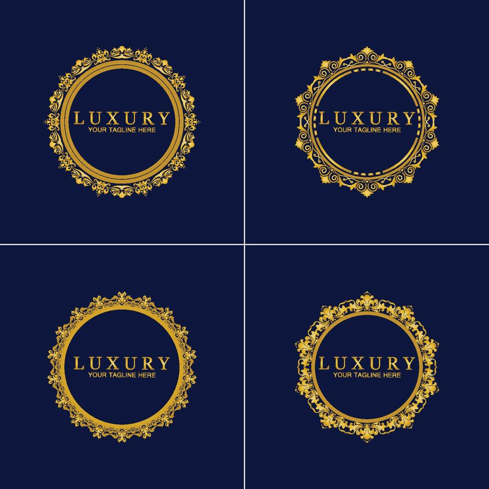 gouden luxe ronde sieraad, bloemdessin logo, gouden decoratieve sjabloon, heraldisch embleem, zakelijke afbeeldingen, modeteken vector