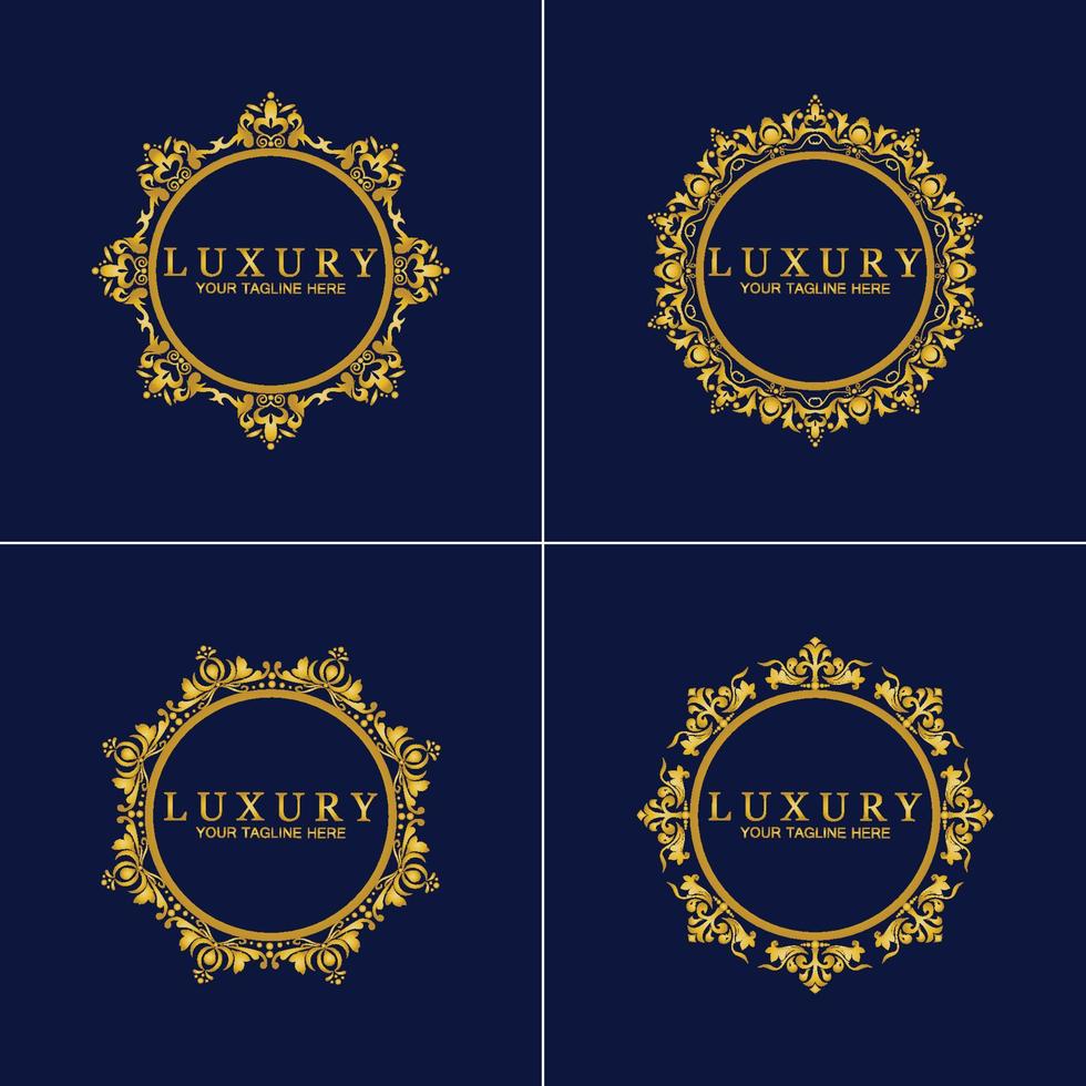 gouden luxe ronde sieraad, bloemdessin logo, gouden decoratieve sjabloon, heraldisch embleem, zakelijke afbeeldingen, modeteken vector