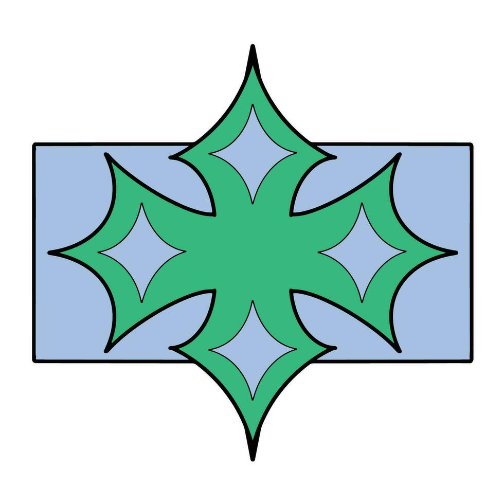 een groen en blauw kruis met een ster in de centrum vector