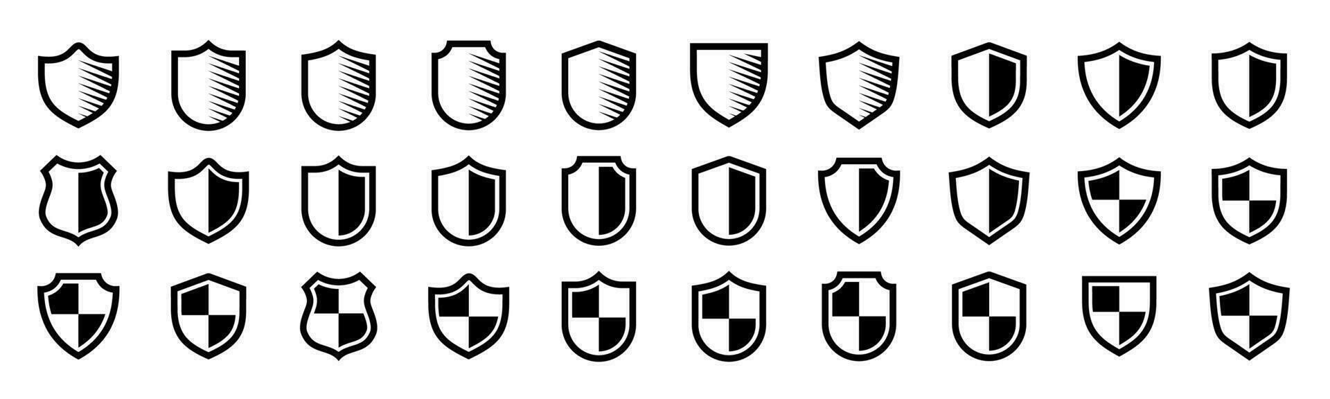 verzameling van schild pictogrammen, verdediging, preventie, bescherming, bewerkbare en aanpasbaar eps 10. vector