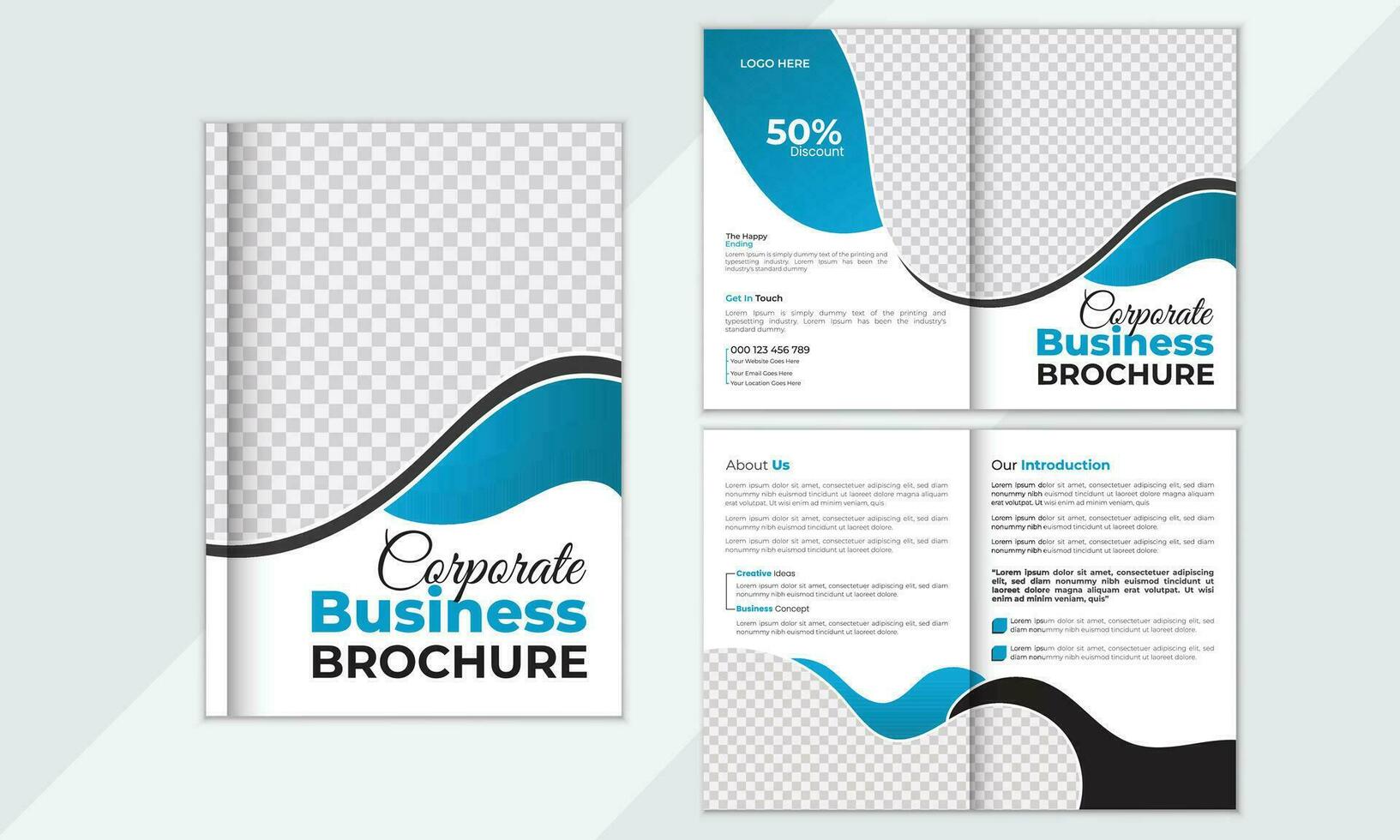 professioneel bedrijf bi vouwen brochure ontwerp sjabloon voor uw bedrijf, zakelijk, bedrijf, reclame, marketing, bureau. vector