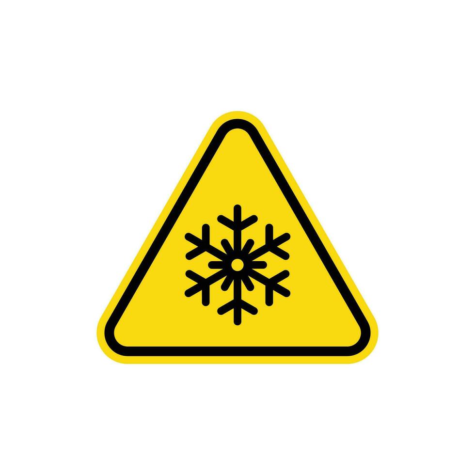 sneeuw waarschuwing teken. verkoudheid waarschuwing teken. driehoek weg teken voor koud. vector