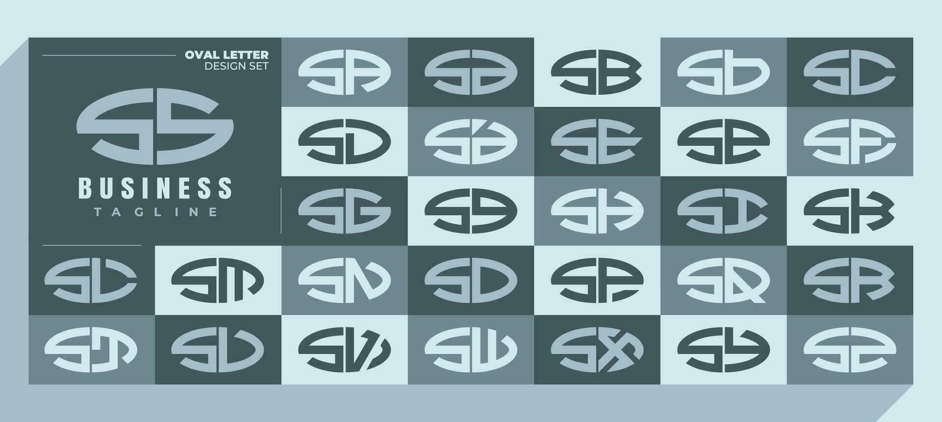 modern kromme Ovaal brief s ss logo ontwerp bundel vector