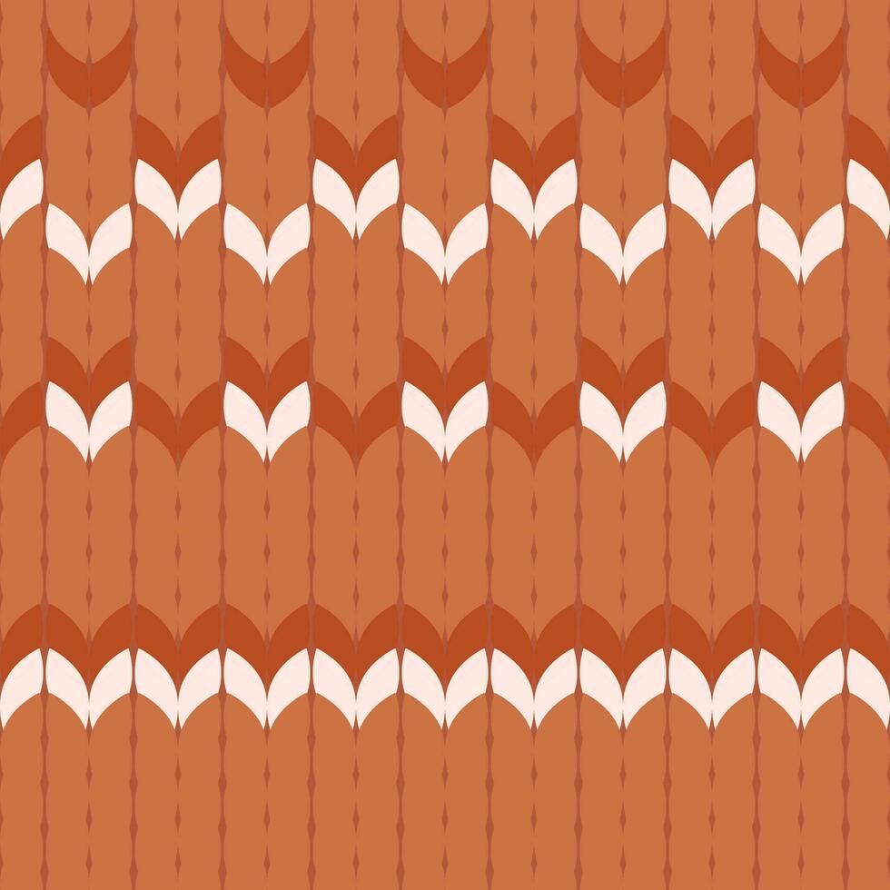 oranje en bruin Scandinavisch naadloos patroon van gevlochten garen loops met ornament vector