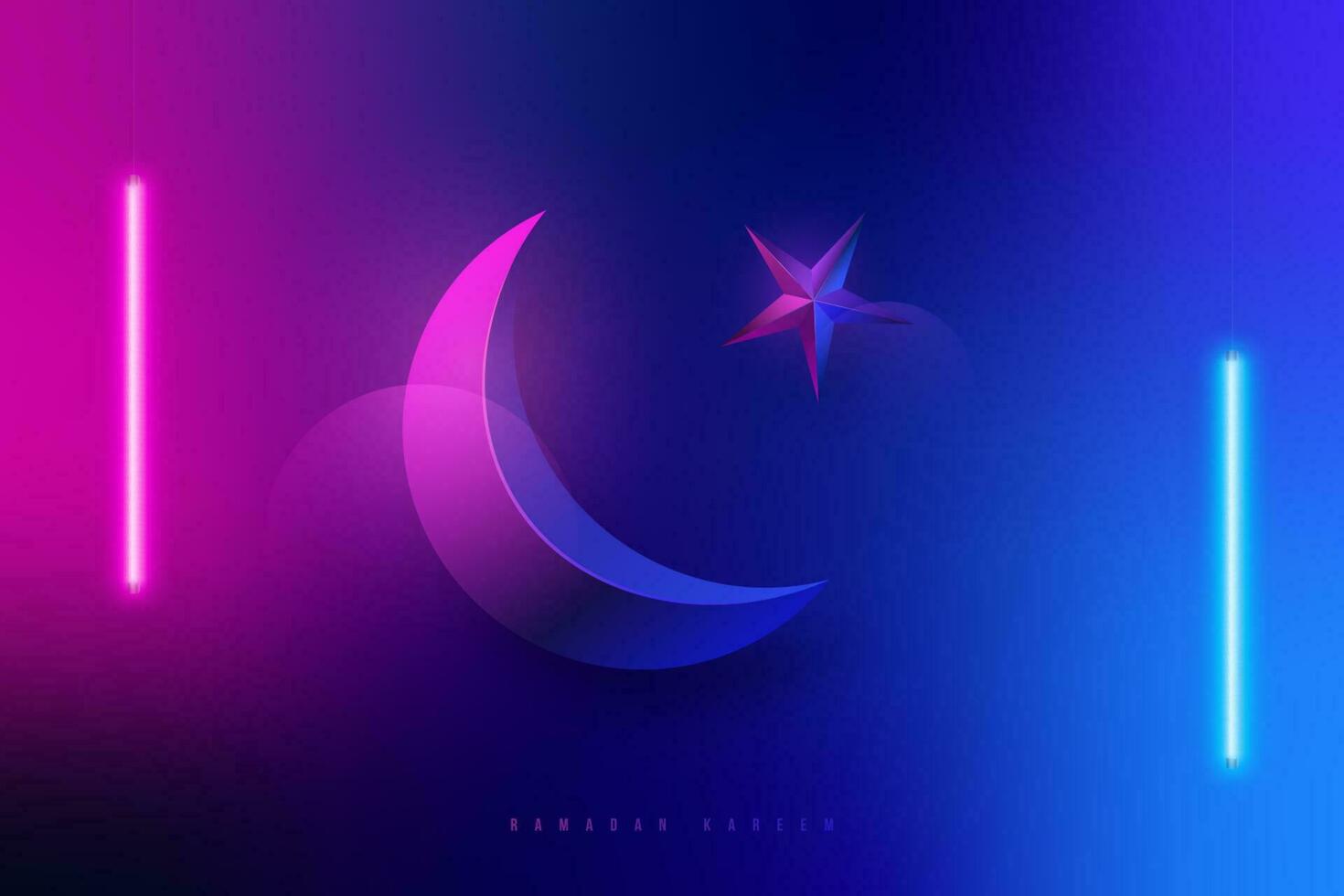 modern blauw en roze helling banier voor Ramadan kareem. vector