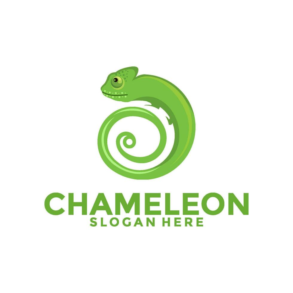 schattig cirkel kameleon logo vector ontwerp sjabloon