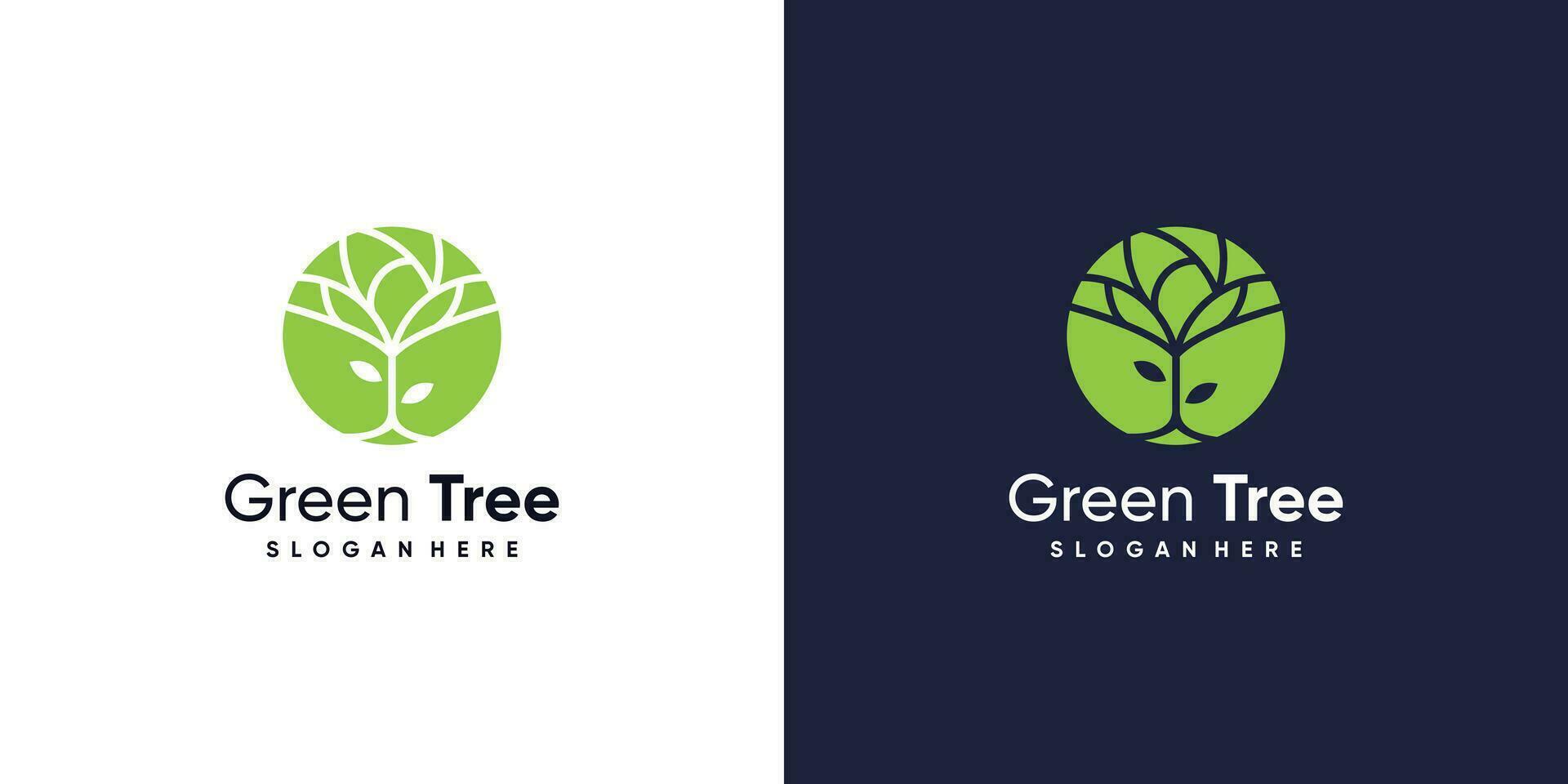 groen boom logo vector ontwerp illustratie met creatief element concept