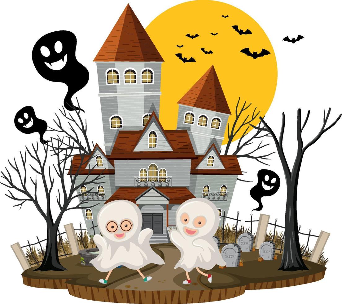 halloween-festival met spookhuis vector