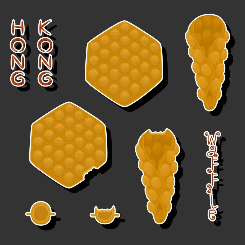 illustratie Aan thema groot uitrusting verschillend types ijshoorntje wafel met bubbels voor toetje biscuit vector