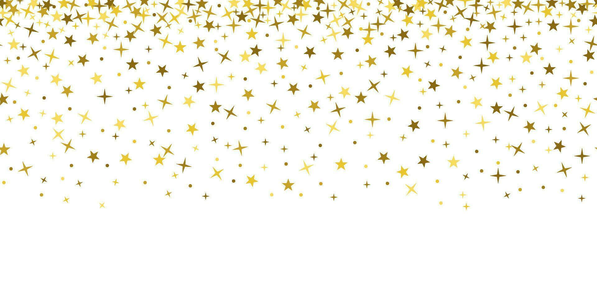 goud ster confetti. naadloos patroon. voor een verjaardag partij, nieuw jaar of een evenement viering uitnodiging of decor vector