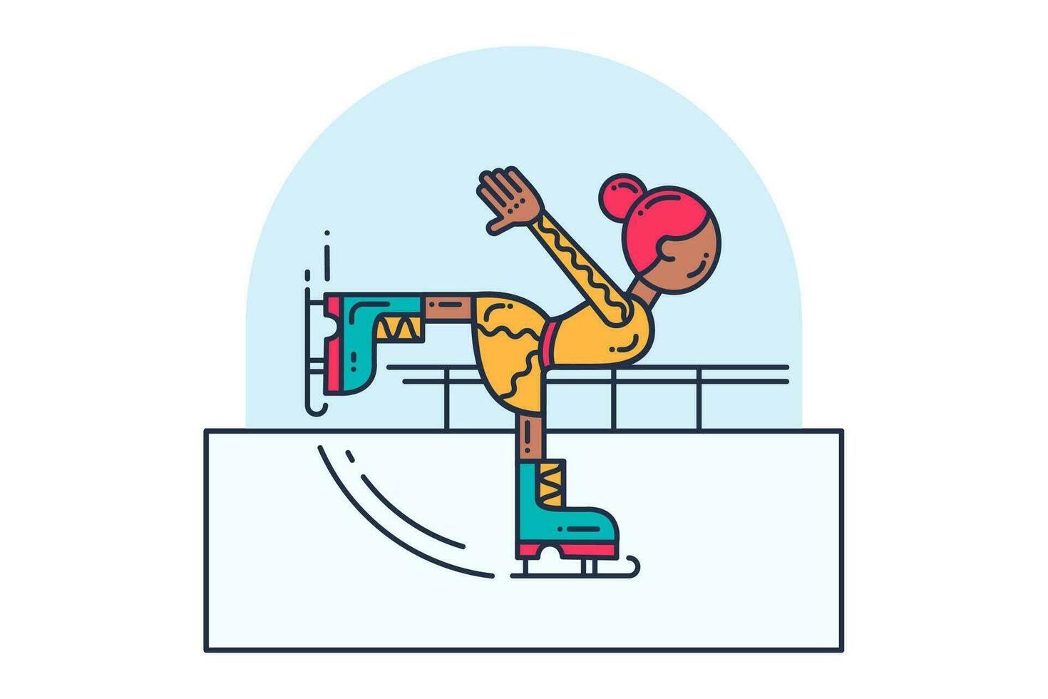 figuur schaatser meisje het schaatsen vlak geaaid concept vector