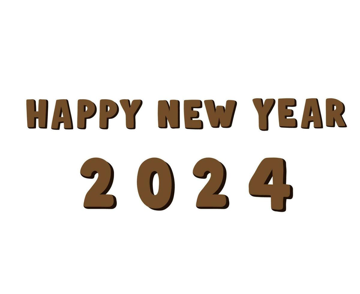 gelukkig nieuw jaar 2024 abstract bruin grafisch ontwerp vector logo symbool illustratie