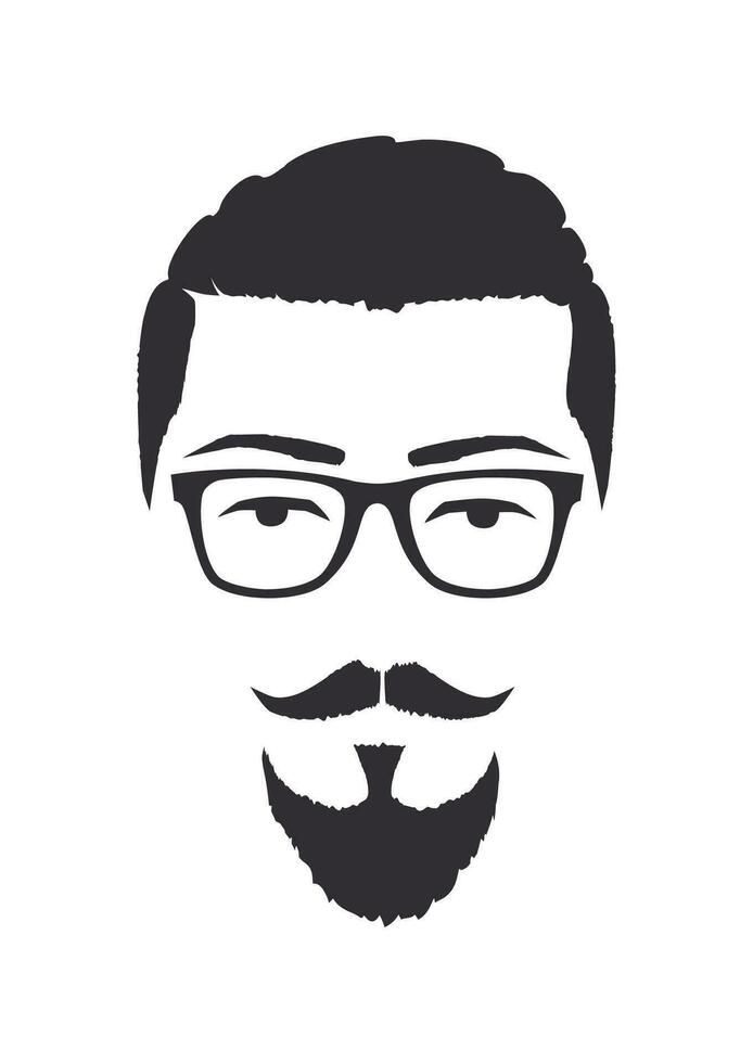 silhouet van een Mens met bril en anker baard. hand- getrokken vector illustratie. ontwerp element geïsoleerd wit achtergrond