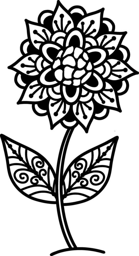 een mooi bloemen element van de mandala. zwart en wit ontwerp element in de het formulier van een bloem. het kan worden gebruikt naar afdrukken groet kaarten, telefoon gevallen, enz. een hand getekend patroon. vector illustratie.