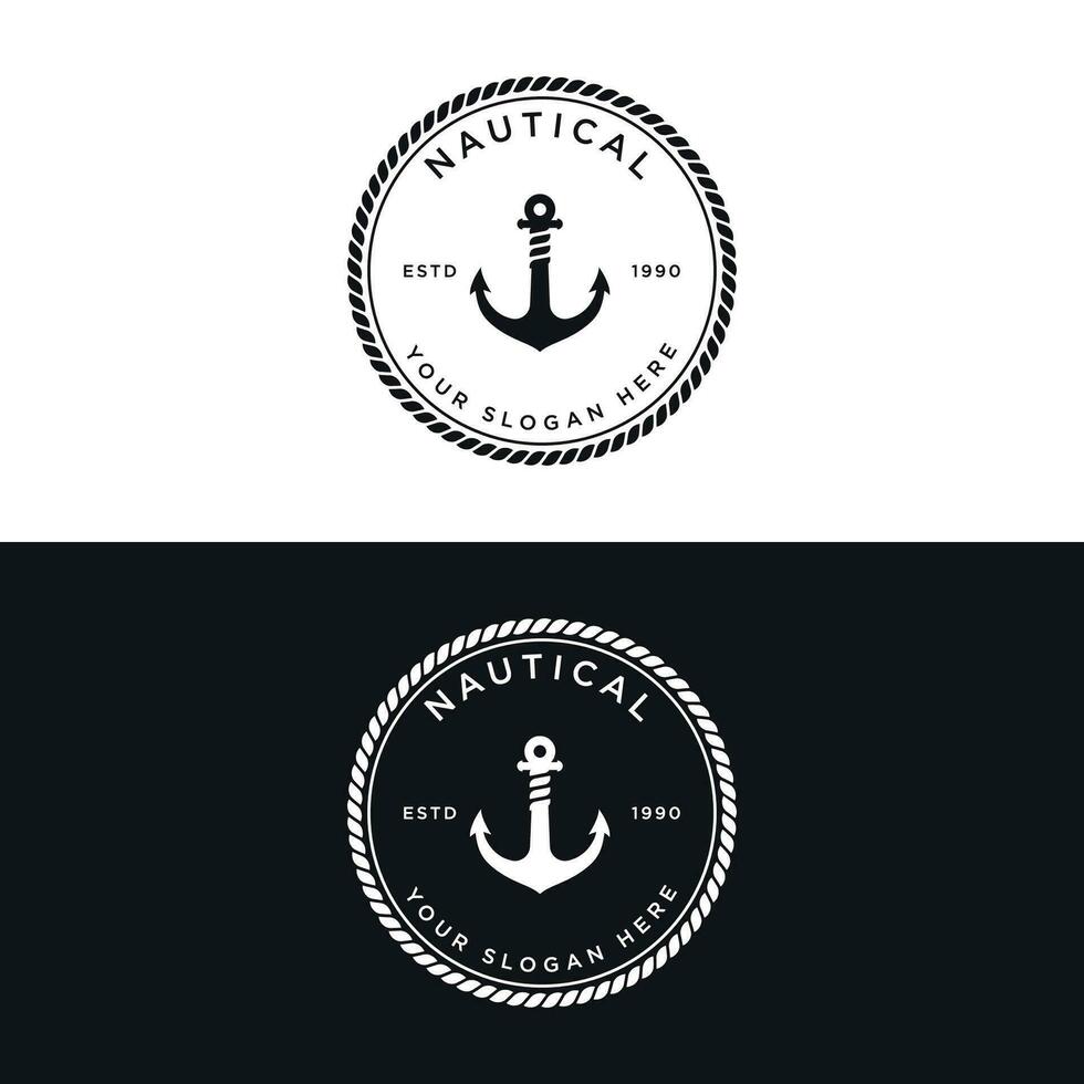 wijnoogst retro anker logo ontwerp.logo voor bedrijf, label, insigne, nautisch, Verzenden. vector