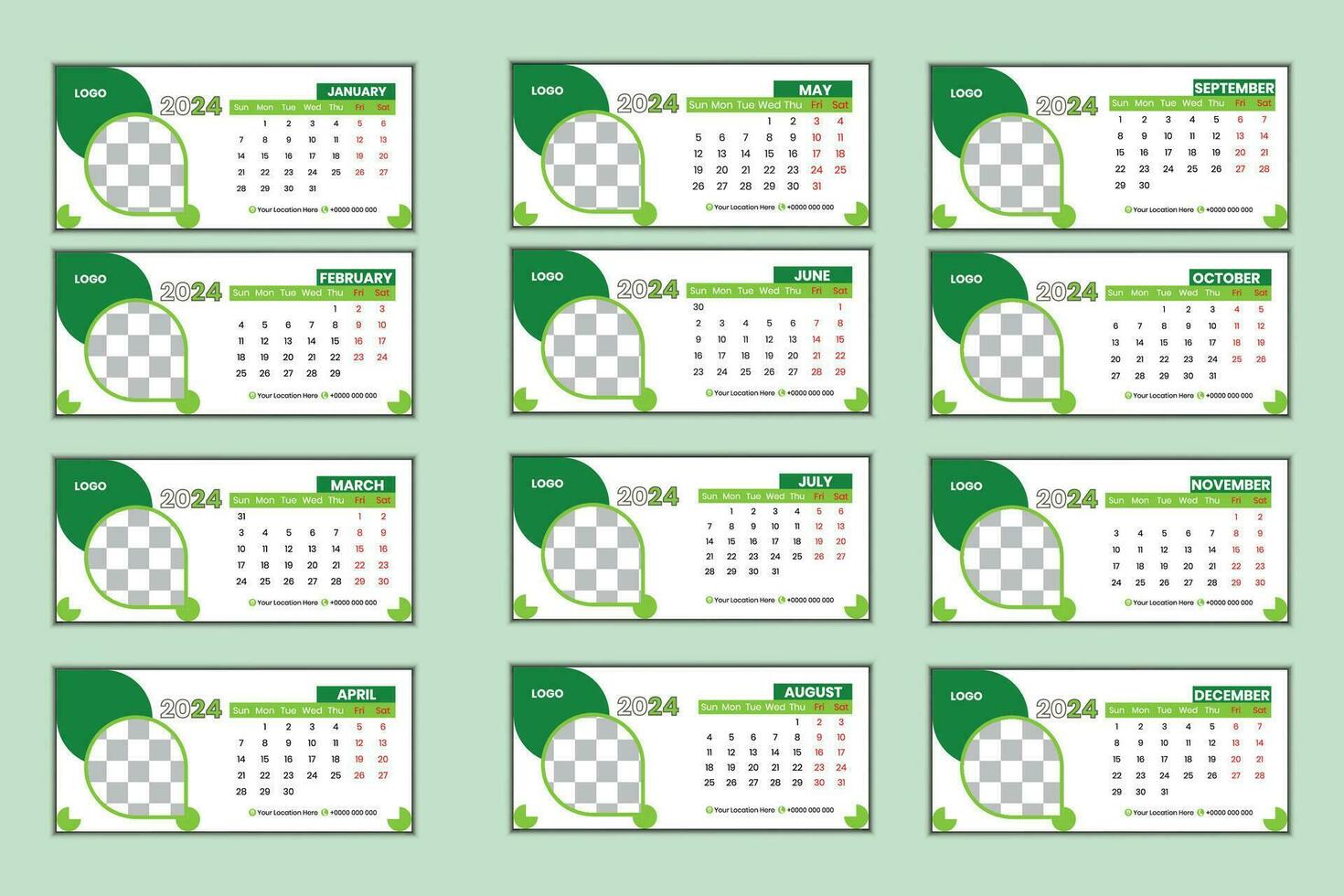 bureau kalender sjabloon van 2024 vector