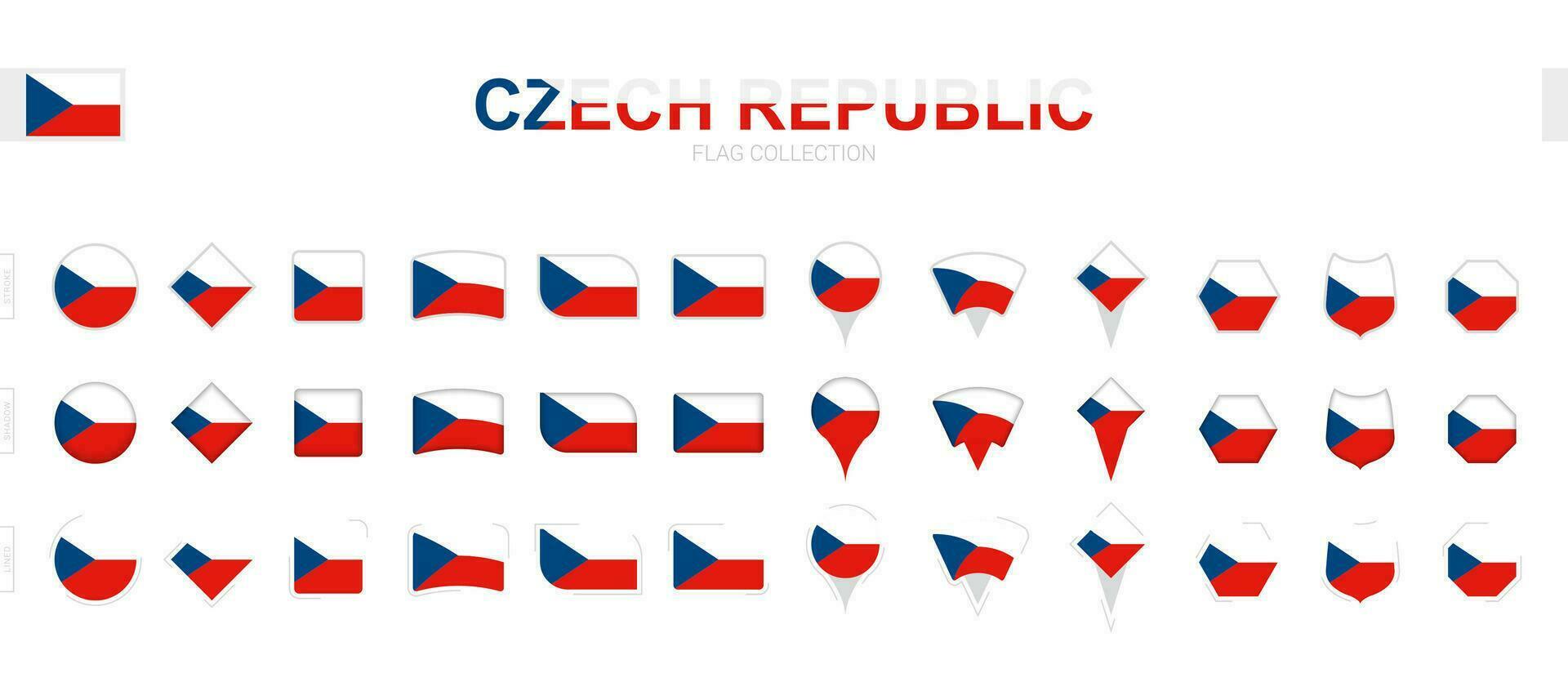 groot verzameling van Tsjechisch republiek vlaggen van divers vormen en Effecten. vector