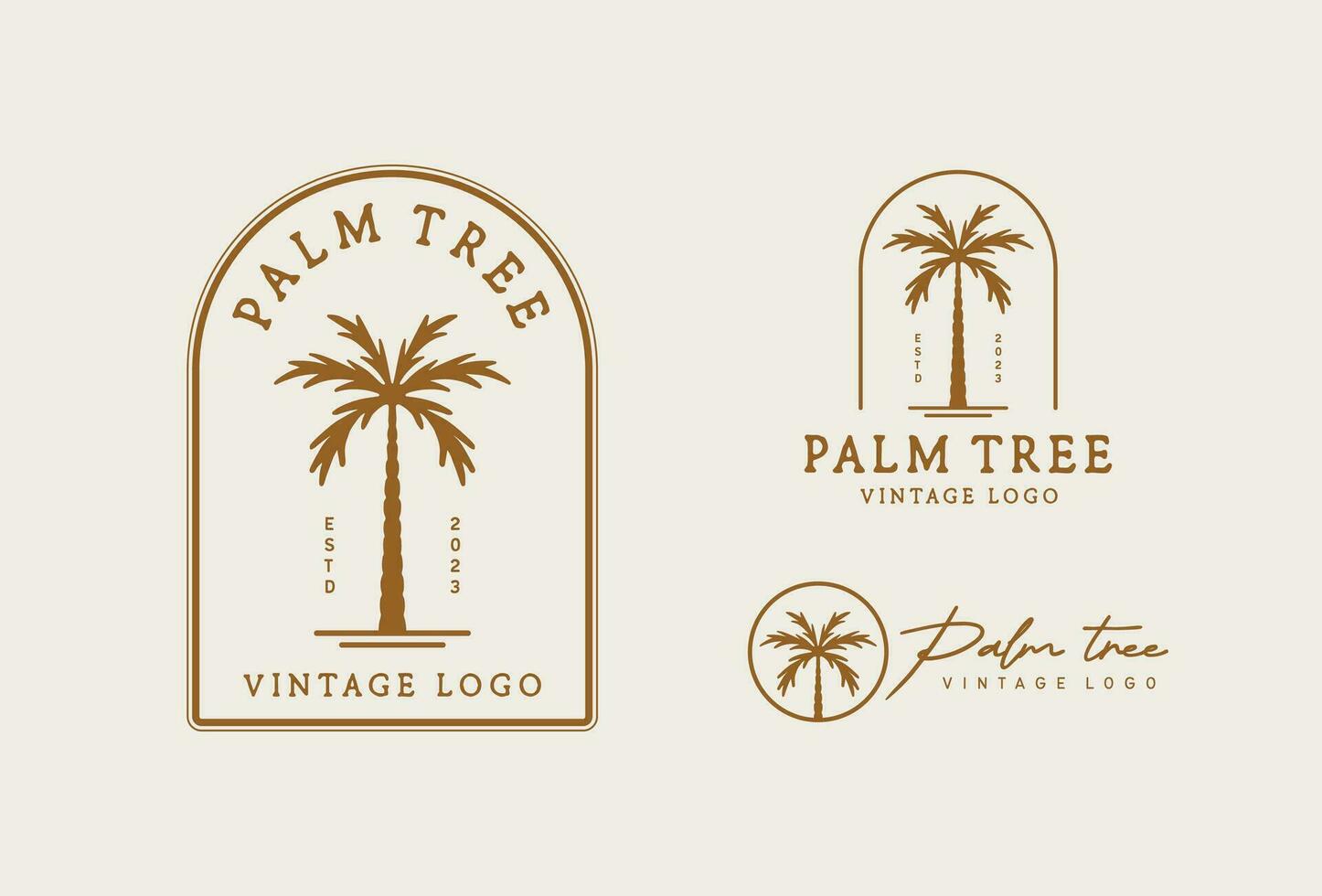 palmboom vintage logo ontwerpsjabloon vector