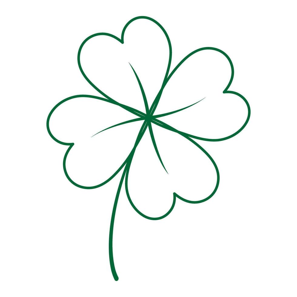 schets tekening vier blad Klaver in modieus groen kleur. st. Patrick sticker of icoon ontwerp concept vector