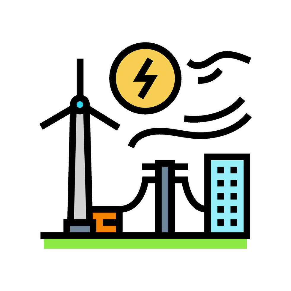 macht integratie wind turbine kleur icoon vector illustratie