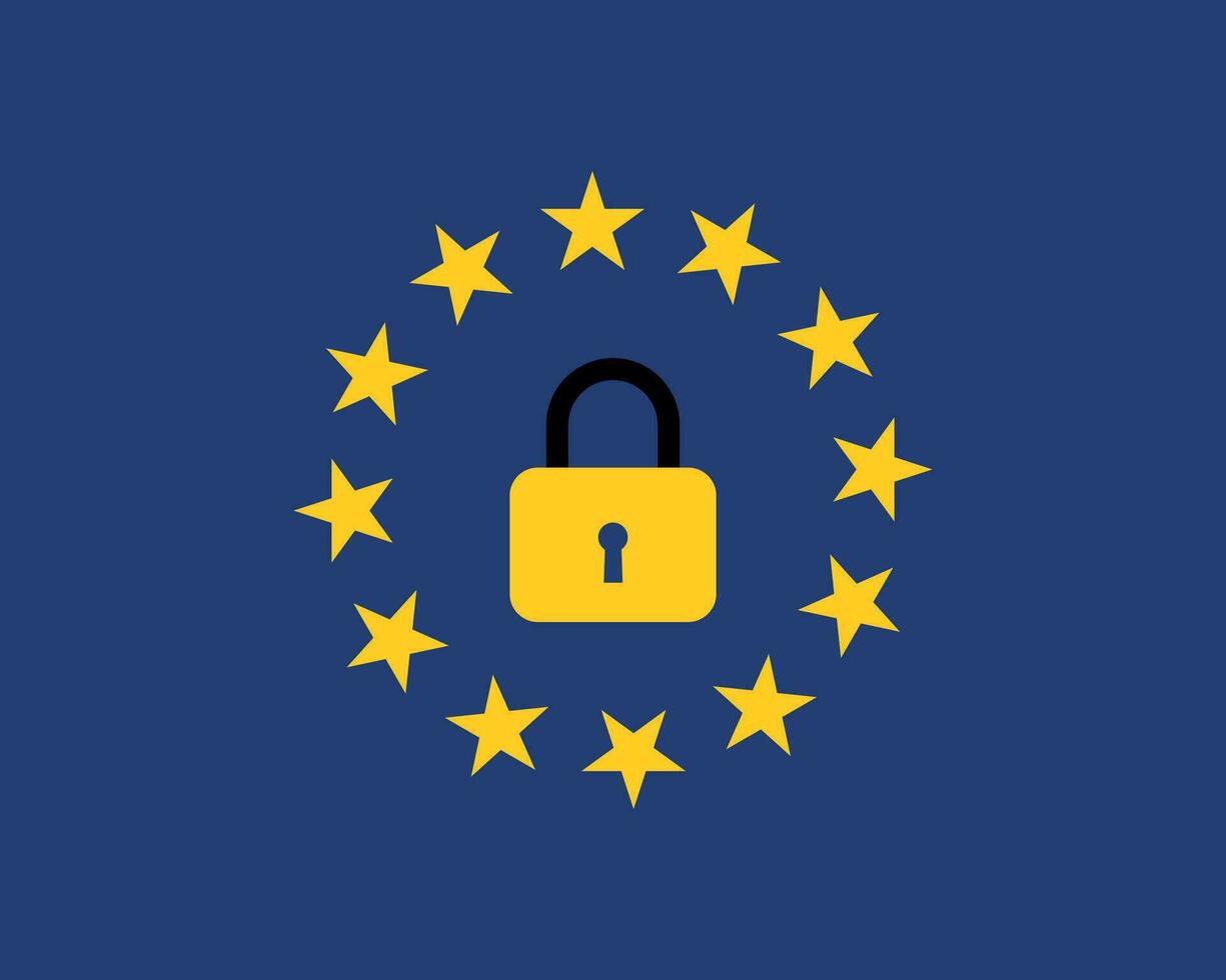 Europese unie vlag met een Open slot symbool vector. vector