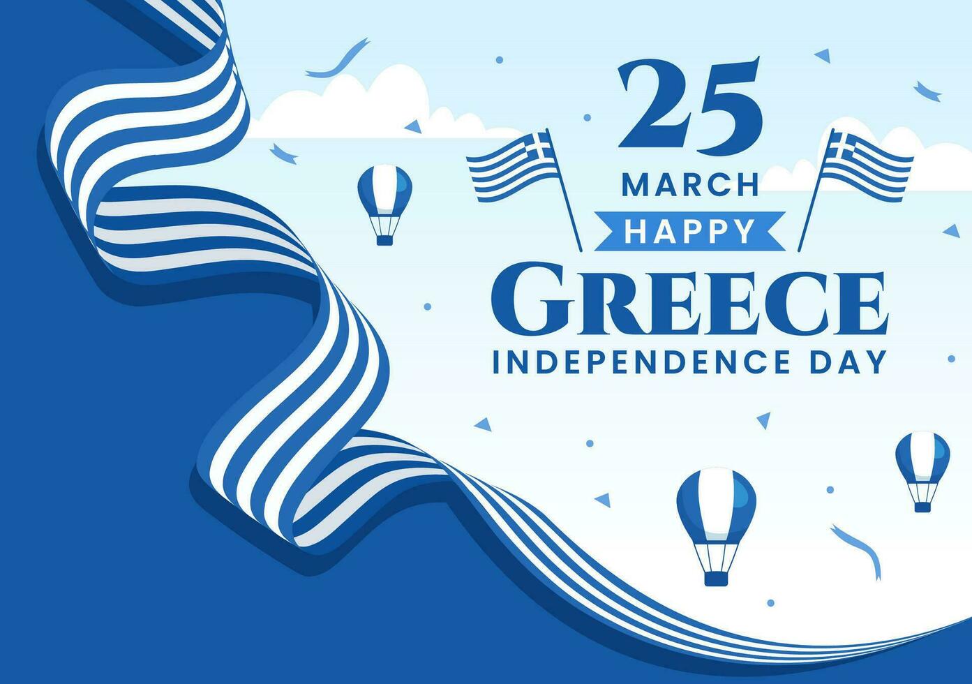 gelukkig Griekenland onafhankelijkheid dag vector illustratie Aan maart 25e met Grieks vlag en lint in nationaal vakantie vlak tekenfilm achtergrond ontwerp