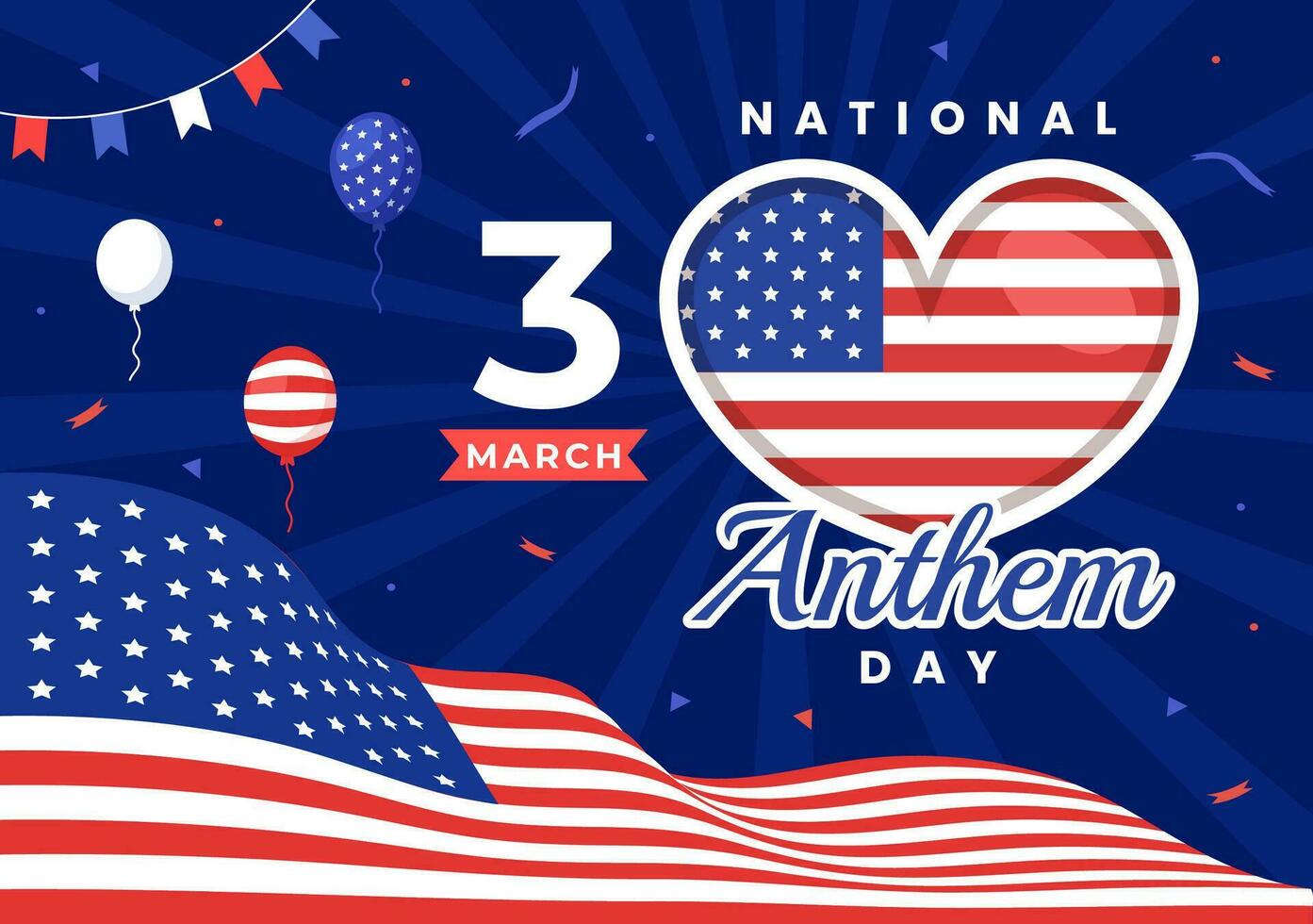 nationaal hymne dag vector illustratie Aan maart 3 met Verenigde staten van Amerika vlag in nationaal vakantie vlak tekenfilm achtergrond ontwerp