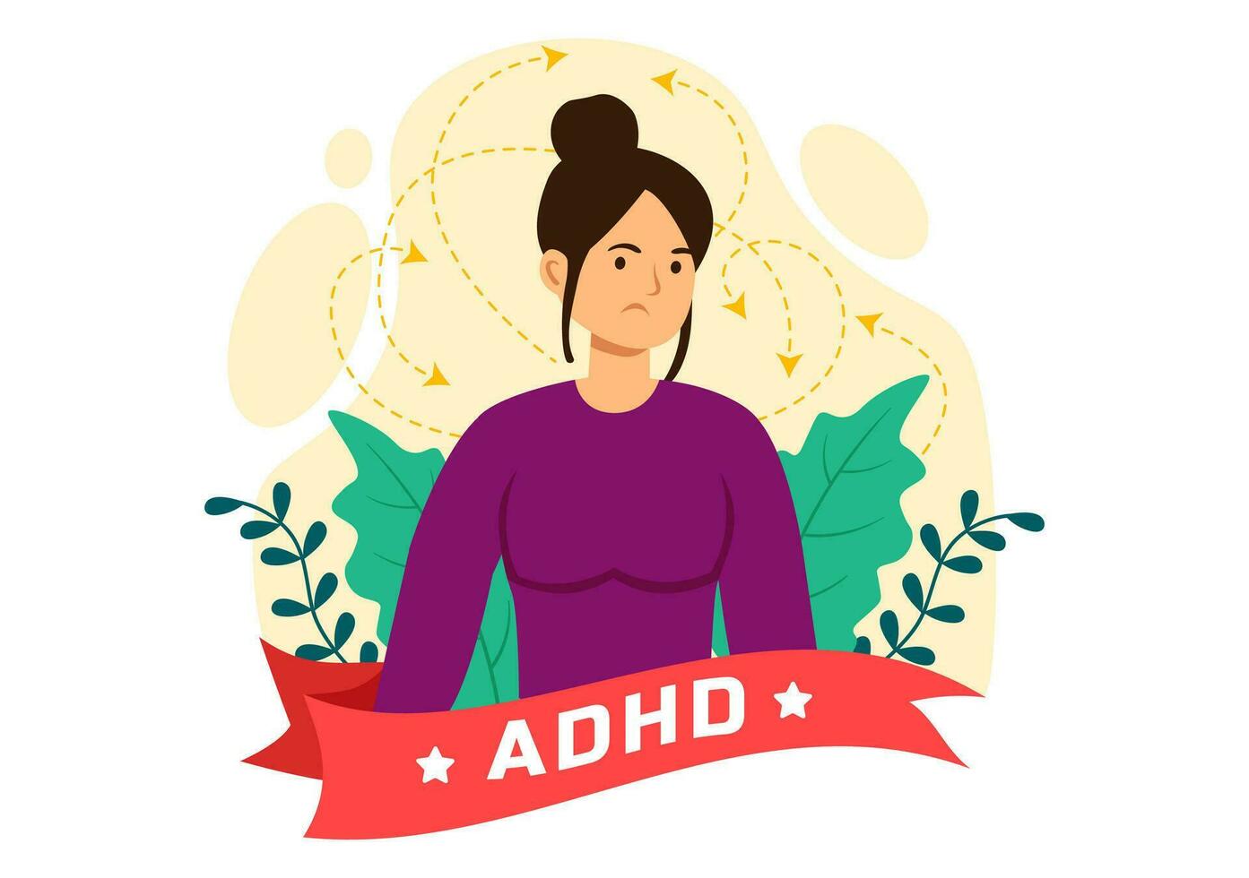 adhd of aandacht tekort hyperactiviteit wanorde vector illustratie met kinderen impulsief en hyperactief gedrag in mentaal Gezondheid en psychologie