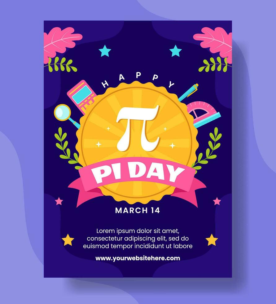 pi dag verticaal poster vlak tekenfilm hand- getrokken Sjablonen achtergrond illustratie vector